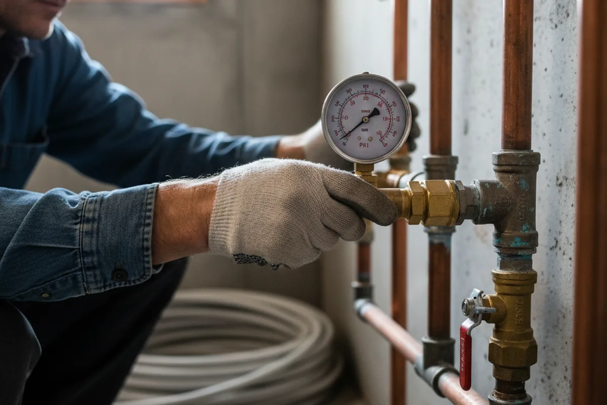 Pressure testing a repaired line during Water Line Repair in Naugatuck